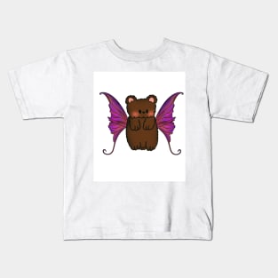 Fairy Teddy Bear with Purple, Pink and Orange Wings Kids T-Shirt